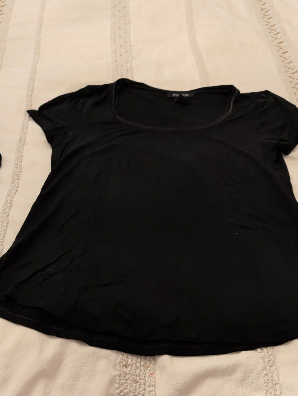 White House Black Market Black Scoop Neck Short Sleeve Tee